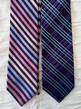 Set of Two Ted Baker London Men's Silk Ties, Striped & Plaid, Great Condition